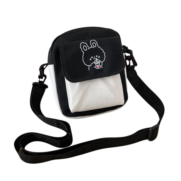 Black Black Small Canvas Tote Bag Casual Student Satchel For Daily Use Phone Purse Mini Crossbody