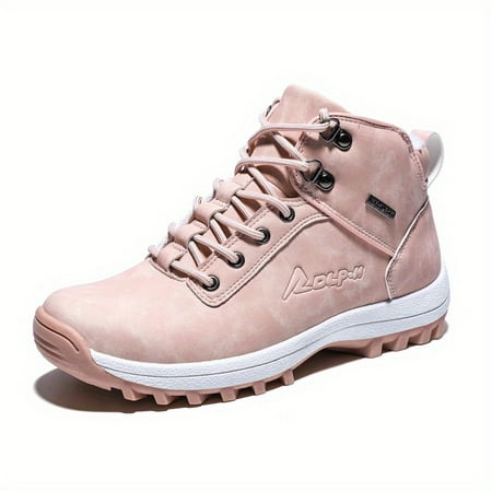 FLTHDD Waterproof Lace Up Snow Boots  Plush Inner Thermal Faux Leather Work Shoes For Climbing Hiking  Women s Footwear