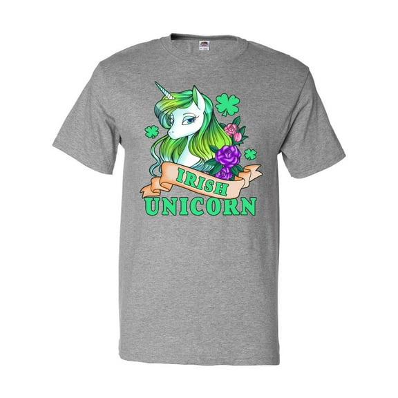 Inktastic St Patricks Day Irish Unicorn Illustration with Shamrocks T-Shirt