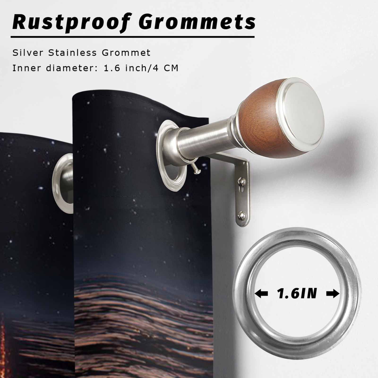 Nature Lava Rift Outdoor Curtains for Patio, Modern Black Red Glowing Crevice Starry Sky Sunshade Privacy Drapes Grommet Waterproof Outside Curtains for Porch/Cabana/Balcony 54"x 108", 1 Panel