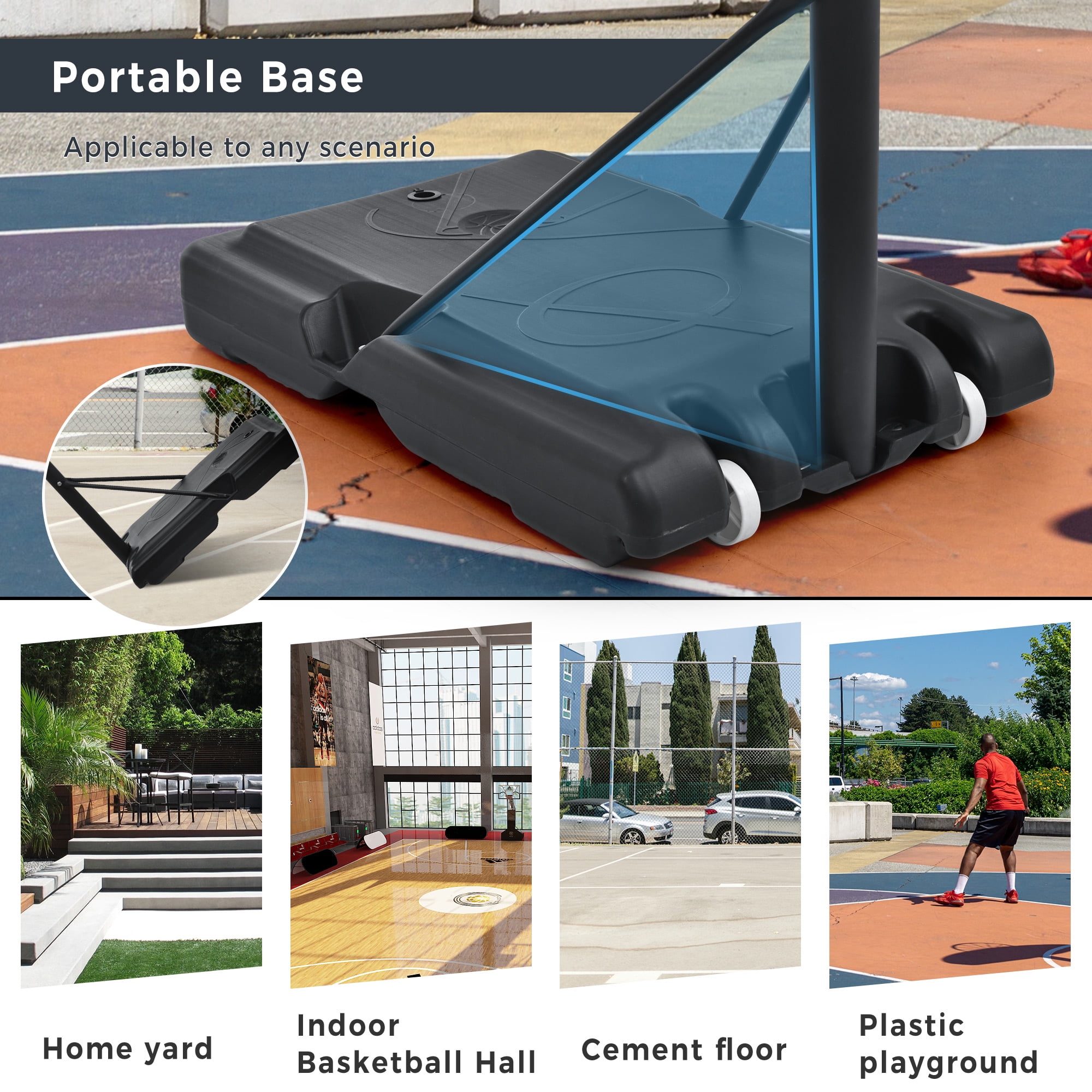 YYAo Portable Basketball Hoop Basketball System 4.76-10ft Height Adjustable for Youth Adults LED Basketball Hoop Lights, Colorful lights, Waterproof,Super Bright to Play at Night Outdoors YYAo Portable Basketball Hoop Basketball System 4.76-10ft Height Adjustable for Youth Adults LED Basketball Hoop Lights, Colorful lights, Waterproof,Super Bright to Play at Night Outdoors