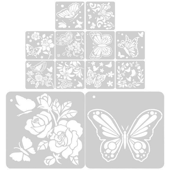 12 Sheets Painting Template Stencils for Crafts Wall Stencil Ornament Stencil Drawing Stencil Templates for Craft