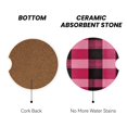 thumbnail image 3 of Round Ceramic Car Coasters 2 Pack Absorptive Clean Cork Bottom For Anti-Slip Use On Most Cars Hotpink Buffalo Plaid Check Tartan Scotland_1, 3 of 8