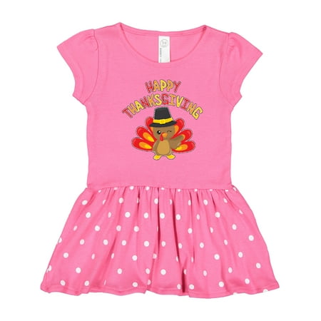 

Inktastic Happy Thanksgiving- Cute Turkey in Pilgrim Hat Gift Toddler Girl Dress