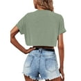 thumbnail image 5 of Langwyqu Summer Women Solid Color Casual Crop Tops Short Sleeve Crewneck T-Shirts, 5 of 5