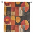 thumbnail image 2 of Red Orange Geometric Semi Sheer Curtains Drapes for Living Room, Bedroom, French Doors Window 72 Inches Long, Vintage Oil Painting Abstract Art Rod Pocket Chiffon Curtain Drapery Voile Drape Panel, 2 of 6