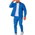 thumbnail image 2 of Jinhomg Men's Waffle Tracksuits Big and Tall Casual Solid Long Sleeve Full Zipper Jackets with Sweatpants 2 Piece 2025 Spring Jogging Suits Blue M, 2 of 5