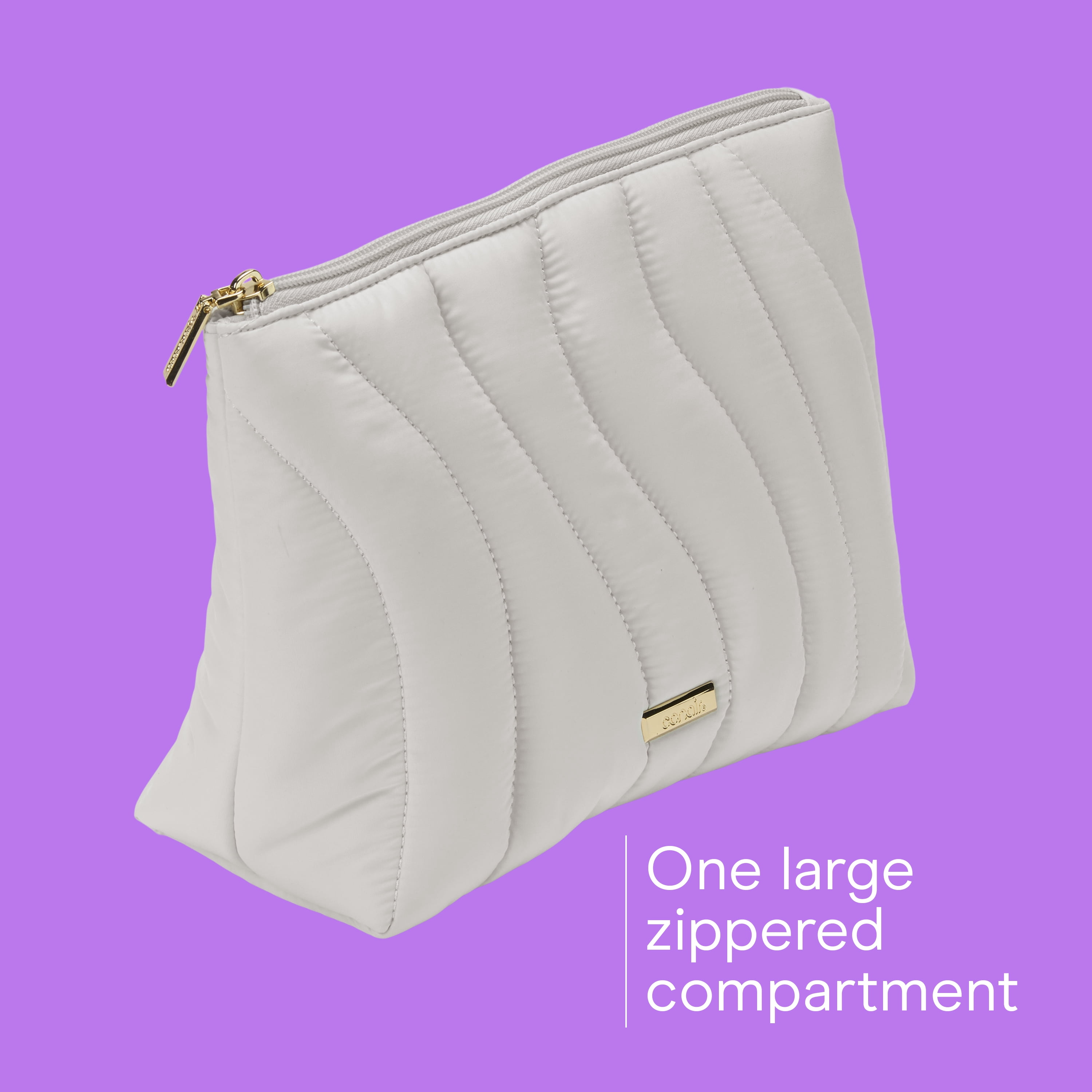Conair Gray Wavy Quilted Clutch, Travel-Ready Beauty Organizer with Modern Texture, 1 Count