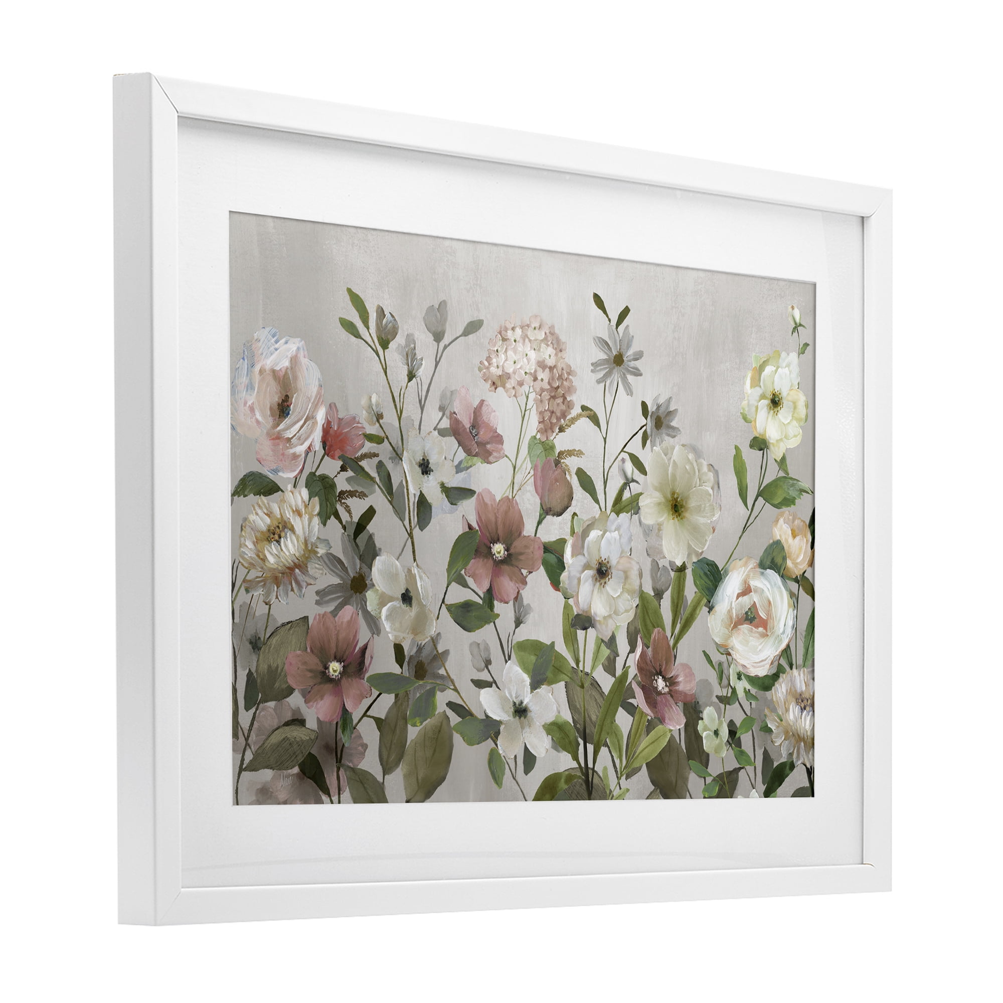 Stupell Industries Garden Meadow Arrangement White Framed Print Under Glass, design by Nan