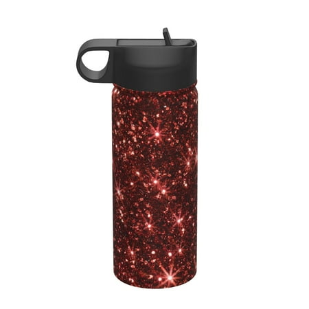 

Bingfone Red Glitter Texture Print 18oz Sports Insulated Kettle With Straw Leakproof & BPA Free Drinking Sports Water Bottle for Fitness Gym & Outdoor