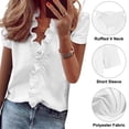 thumbnail image 4 of Plus Size Women Kaftan Loose Blouse Shirts Summer Short Sleeve Thin Baggy Ruffled V-Neck Pullover Tops Blouse Basic Tee For Women Office LO Work Shirt Size S-5XL, 4 of 8