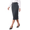 thumbnail image 4 of INSPIRE CHIC Women's Plaid Pencil Skirt High Waisted Tartan Business Office Knee Length Skirts S Dark Grey, 4 of 5