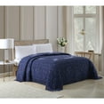 thumbnail image 2 of Collections Etc Luxurious Medallion Chenille Fringe Border Bedspread Navy - Full, 2 of 5