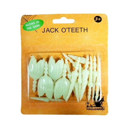 Glow in Dark Scary Pumpkin Jack O Lantern Teeth Halloween