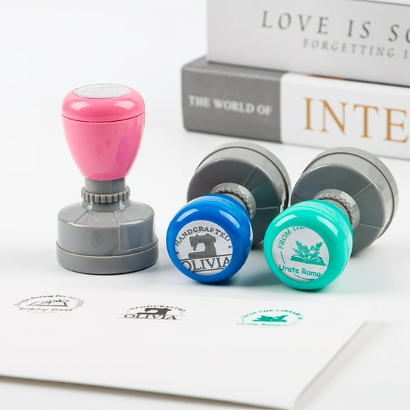 ARLUCKAT Custom 3cm Book Stamp For Book Multicolors Plastic Library Stamp Self inking