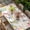 Brown, variant on Easter Eggs Table Cloths for 4 Foot Rectangle Tables, Spring Watercolor Bunny Flower on Linen Patio Waterproof Elastic Fitted Tablecloths, Washable Rectangular Table Cover for Camping