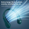 thumbnail image 5 of Queilt Portable Bladeless Neck Fan 5 Speeds Digital Display 3000mAh Large Capacity USB Rechargeable Small Pocket Fan Green, 5 of 5