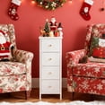 thumbnail image 3 of Narrow Storage Cabinet with 4 Drawers, Slim Fabric Dresser Tower for Small Spaces, White, for Bedroom, Bathroom, Laundry, Closet, 3 of 8