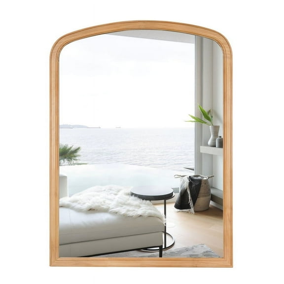 WallBeyond Rustic Farmhouse Wood Frame Mirror for Bathroom, Wall Decor, 18" × 24", Natural Wood