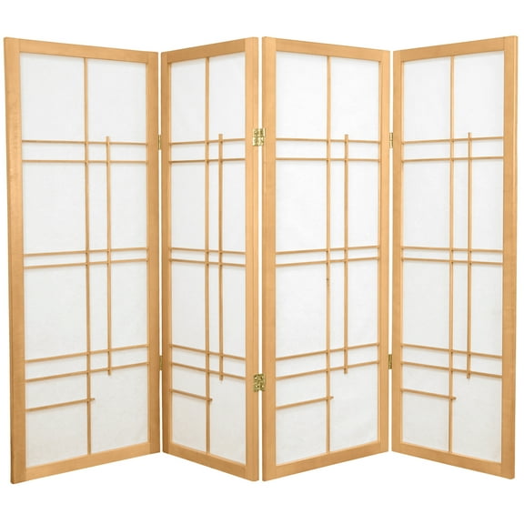 4 ft. Tall Japanese Style Eudes Lattice Folding Screen - Natural - 4 Panels
