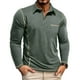 thumbnail image 1 of Blusa y camisa de manga larga con cuello vuelto para hombre, color liso, informal, de moda, para negocios, con botones y solapa, de poliéster., 1 of 9