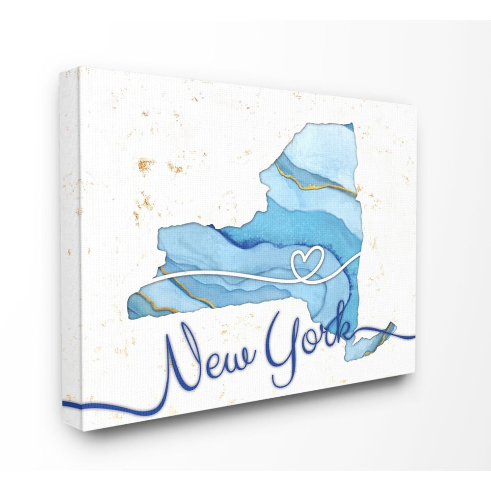 Stupell Industries New York Agate Blue US State Design Canvas Wall Art by Ziwei Li