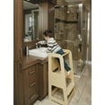thumbnail image 4 of TREASURE KIDS Wooden Learning Tower for Toddlers 2 in 1 - Montessori Height Adjustable Standing Platform Children Standing Tower- Whiteboard – Kitchen Helper Step Stool Safety Net- Natural wood, 4 of 5