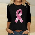 thumbnail image 2 of DDAPJ pyju Womens Breast Cancer Awareness Shirt 3/4 Length Sleeve Womens Tops Casual Loose Fit Blouse Tees Ofertas Hoy Liquidación Black M, 2 of 5