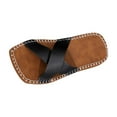 thumbnail image 2 of Xfvqtps Flat Sandals for Women Slide Cross Straps Open Square Toe Leather Retro Non Slip Breathable Beach Summer Slide Sandals Black, 2 of 9
