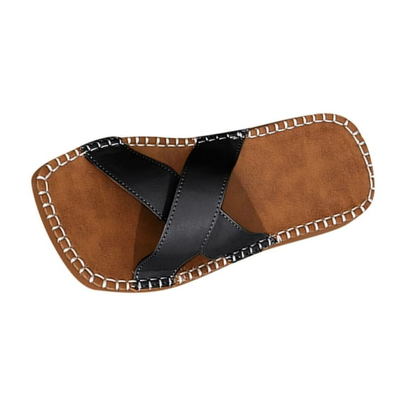 LOVZFMLL Flat Sandals for Women Cross Strap Square Toe Summer Beach Walking Slippers Casual Open Toe Slip On Outdoor Slides Black 8.5