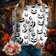 thumbnail image 4 of Towmus Women's Halloween Shirts Casual Long Sleeve Funny Face Pumpkin Shirts, 4 of 7
