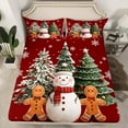 thumbnail image 2 of Castle Fairy Teens Gingerbread Man Snowman 4 Pieces Queen Sheet Sets,Christmas Tree Snowflake Ultra Soft Flat Sheet,Xmas Festival Queen Fitted Sheet,Lightweight Room Decor, 2 of 7