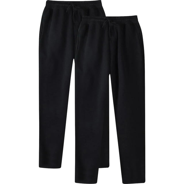 RXIRUCGD Men's Fashion Drawstring Elastic Waist Solid Color Casual Sweat Length Pants 2 PC, Black, Size: 3XL