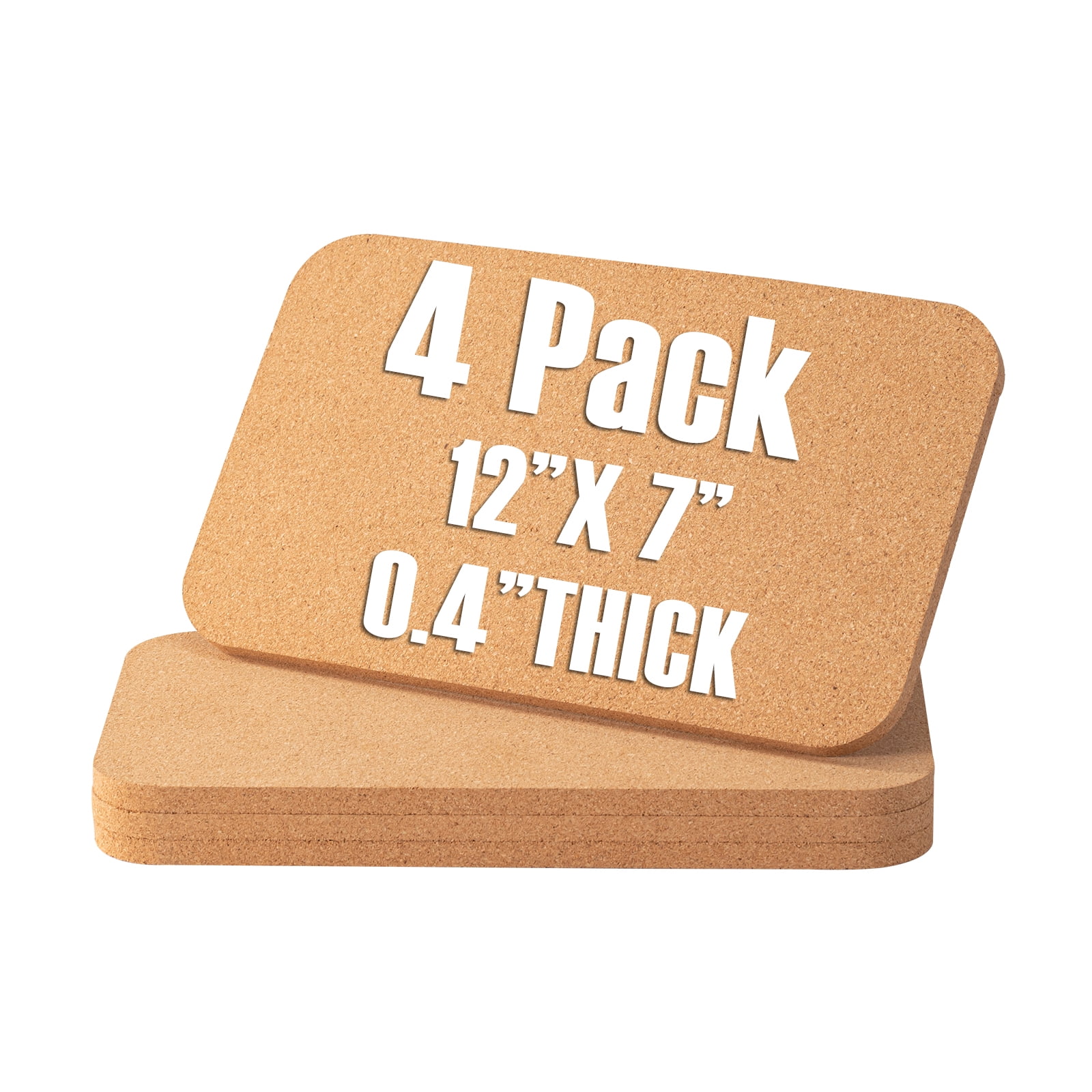 GARDYUE Cork Trivet 4 Pack 12" x 7" x 0.4" HeatResistant Cork Mat