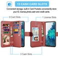 thumbnail image 2 of Galaxy S20 FE 5G Case, Galaxy S20 Fan Edition Wallet Case, Takfox PU Leather Case Kickstand Cash ID Credit Card Slots Holder Flip Phone Case Cover Detachable Magnetic Hard Case & Strap,Wine Red, 2 of 7