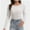 White, variant on Womens Long Sleeve Tops Casual Basics Fall Shirts Solid Crewneck T-Shirt