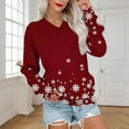 thumbnail image 4 of Ounisa Women's Fashion Printed T-shirt Long Sleeves Blouse V-Neck Casual Sweatshirt Top, 4 of 6