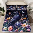 thumbnail image 2 of YST Raven King Sheet Set, Crow Black Bird Bed Sheets With 2 Pillow Cases, Halloween Animal Wildlife Sheets Floral Daisy Flower Bedding Set For Kids Teens Adult Women Bedroom, 2 of 6