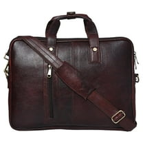 URBANZA Adult Full Grain Leather Handcrafted Briefcase, Multiple Compartments, Metal Hardware, 15.6 Inch Laptop, Brown, 1-Piece