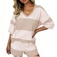 thumbnail image 2 of ShomPort 2 Piece Lounge Set for Women Stripe Oversized Short Sleeve Shirts and Shorts Matching Outfits, 2 of 5