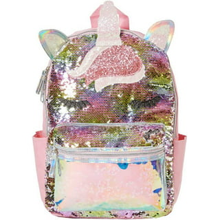 3PCS Toddler Backpack for Girls, 12” Unicorn Sequins Preschool Bookbag and Lunch  Box