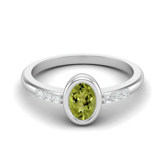 Bezel Set 0.67 Ctw Oval Peridot 925 Sterling Silver Solitaire Valentines Day Gifts Ring