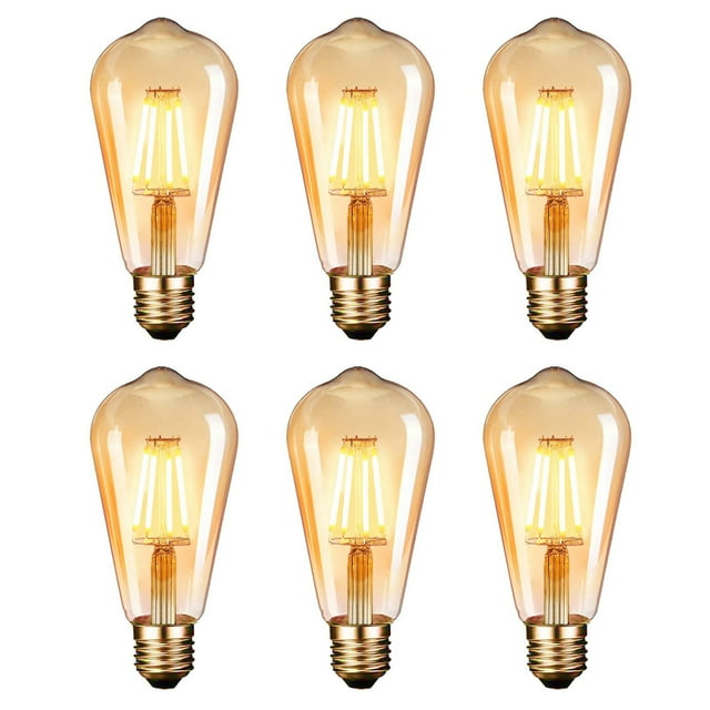 6 bombillas LED de filamento vintage antiguas E27 de 4 W, decorativas.