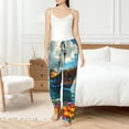 thumbnail image 4 of Salouo Floral Ship On Ocean Print Women's Pajama Pants Casual Loose Sweatpants PJs Flowy Pants Drawstring Palazzo for Women Wide Leg Pants Lounge Pajama -Large, 4 of 8