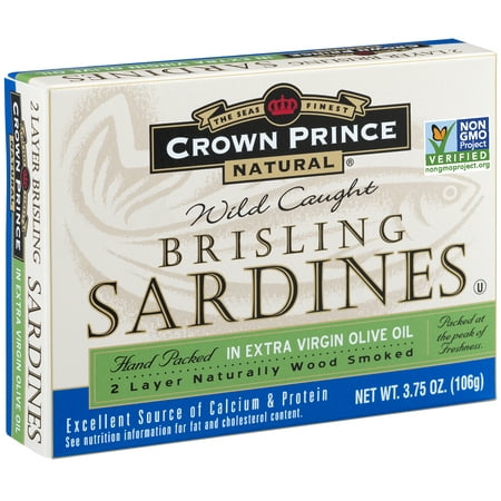 Crown Prince Natural 2-Layer Brisling Sardines In Extra Virgin Olive Oil, 3.75 oz