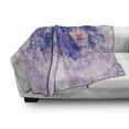 thumbnail image 3 of Earthy Soft Flannel Fleece Throw Blanket, Old Atlas World Map with a Face of a Young Woman Journey History, Cozy Plush for Indoor and Outdoor Use, 50" x 70", Lilac and Violet Blue, by Ambesonne, 3 of 6