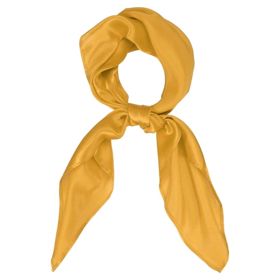 Uxcell Fashion Scarves for Women Silk Square Scarf Silky Satin Head 21"x21" Yellow