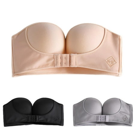 

Women Strapless Front Buckle Lift Bra Push Up Anti-Slip Underwear