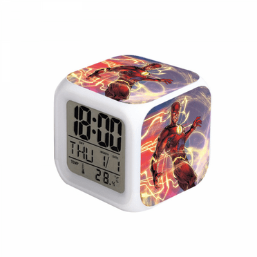 HANNTAOO LED Alarm Clock Super Hero Pattern Creative Desk Table Clock Glowing Electronic Colorful Digital Clock for Unisex Adults Girl Boy Kids Children Toy Birthday Present Gift HTNL#446