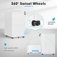 thumbnail image 2 of Pataku 2 Drawer File Cabinet, Small File Cabinets with Lock, Metal Rolling Filing Cabinet with 2 Drawer, Filing Cabinets for Home Office Fit A4/Letter/Legal, Easy Assembled, White, 2 of 7